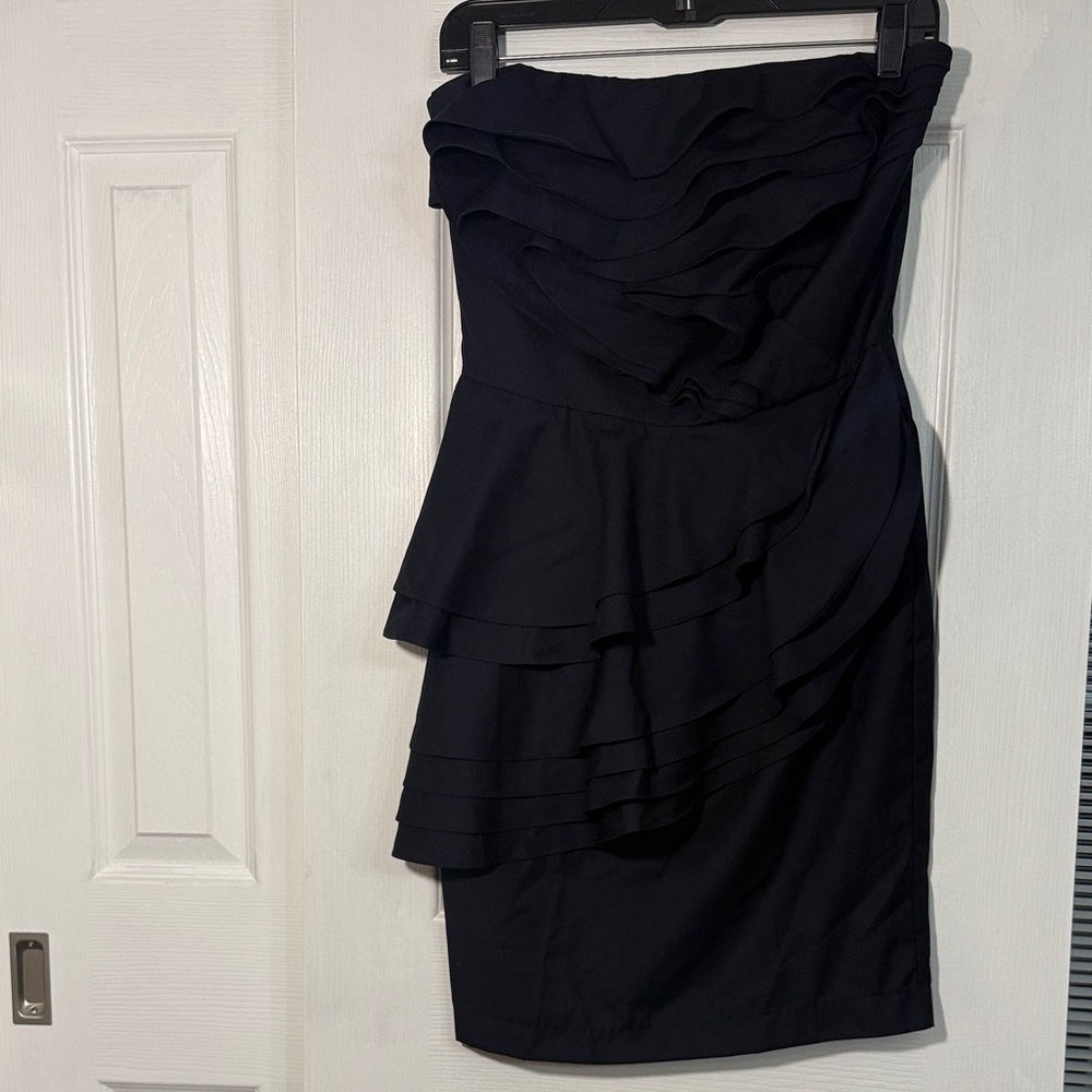 Aryn K Black Strapless Layered Dress